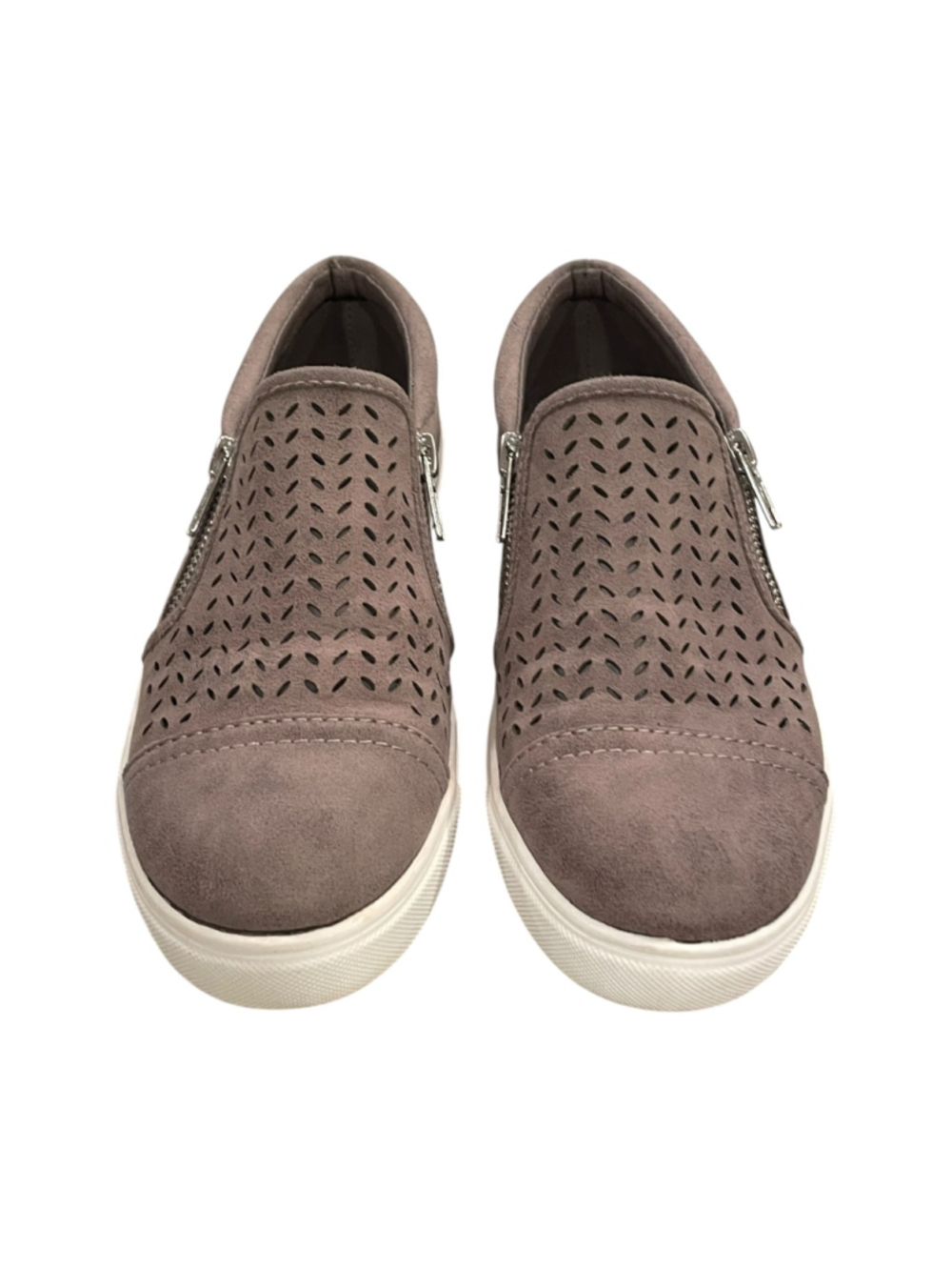 Seven Dials Womens Size 7.,5 Laser Cut Perforated Slip-On Sneakers Zipper Detail - Picture 4 of 15